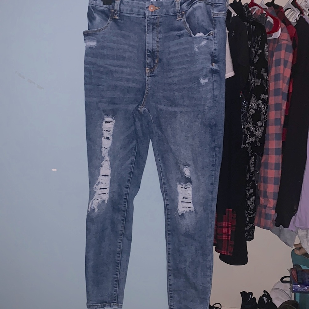 Blue jeans with fake rips/tears size 15